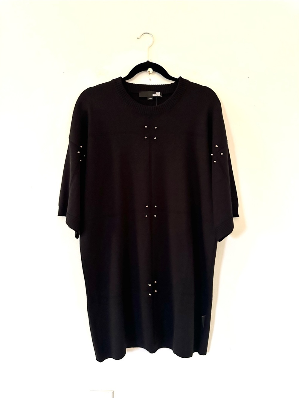Love Moschino Black Stud-Accent Short Sleeve Dress